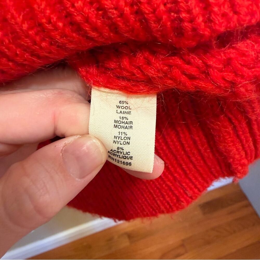Demylee Red Cable Knit Wool Mohair Sweater XS oversized - Picture 6 of 9